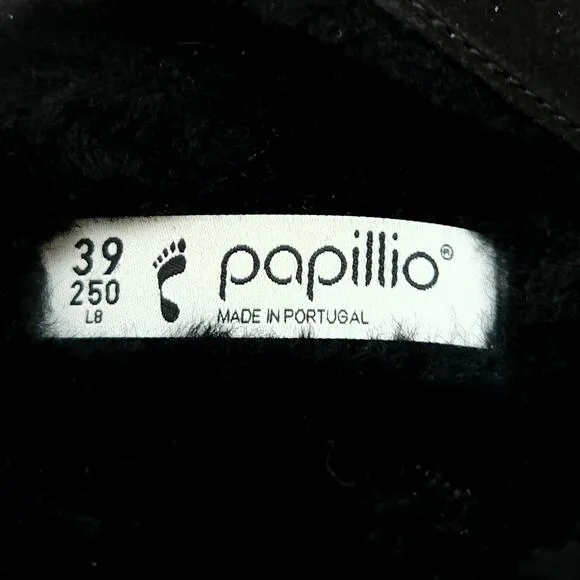 BIRKENSTOCK Papillio Daytona suede shearling sandals black slides Birks 39 8 8.5