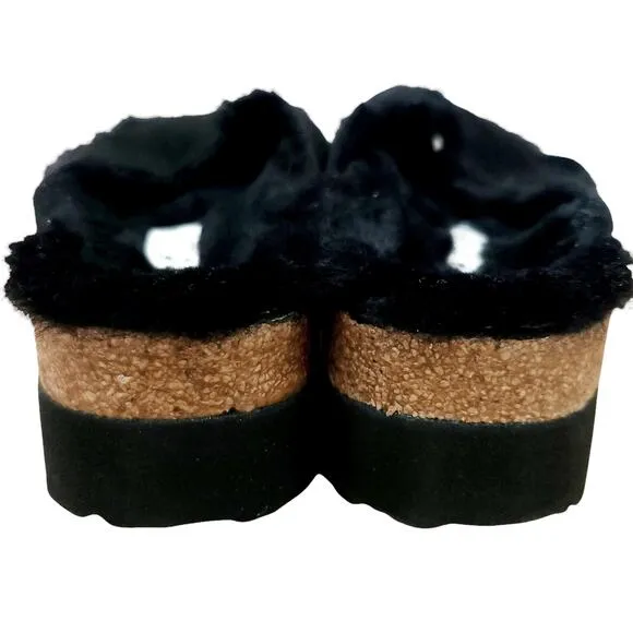 BIRKENSTOCK Papillio Daytona suede shearling sandals black slides Birks 39 8 8.5