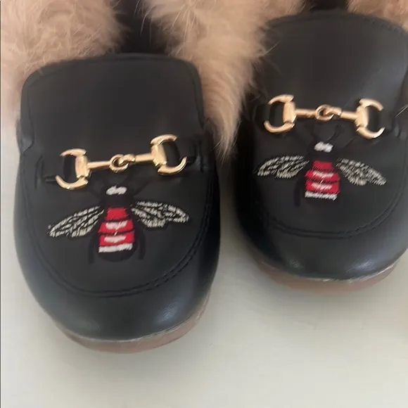 Black Fur-Lined toddler soft  Loafers