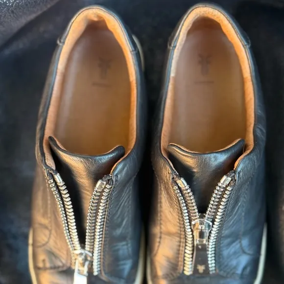 Black leather comfortable loafers sneakers