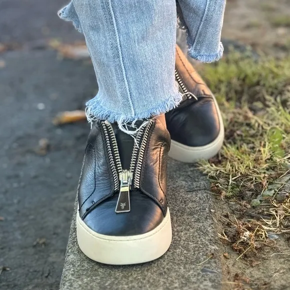 Black leather comfortable loafers sneakers