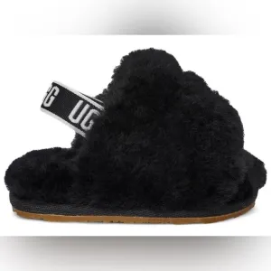 Black UGG Kidslogo-tape shearling sandals. New in box. Size 02/03 (6-12 months)