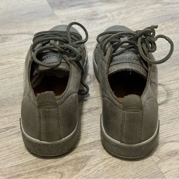 BLACKSTONE Gray FULL LEATHER Women's Fashion Sneakers SIZE 36 EUC WORN ONCE