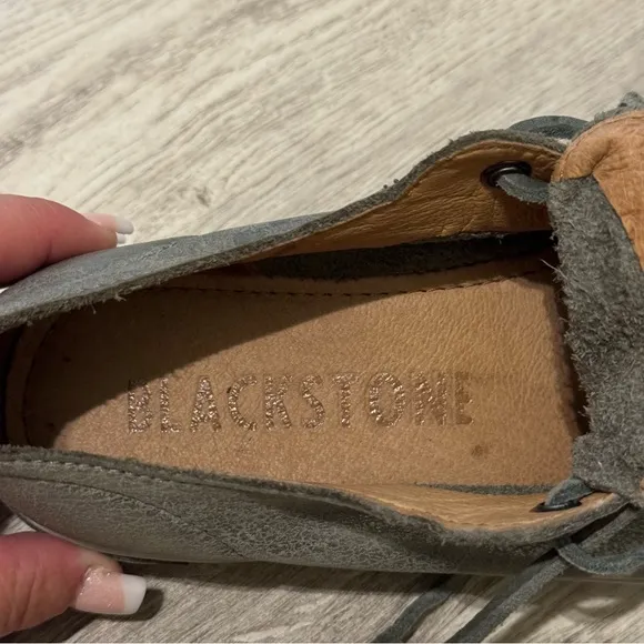 BLACKSTONE Gray FULL LEATHER Women's Fashion Sneakers SIZE 36 EUC WORN ONCE