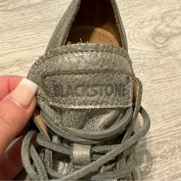 BLACKSTONE Gray FULL LEATHER Women's Fashion Sneakers SIZE 36 EUC WORN ONCE