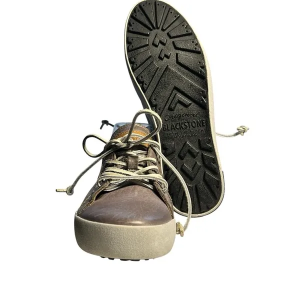 Blackstone JL-21 Low Top Leather Woman Shoe Charcoal Sz 39 Preppy Stylish Tough