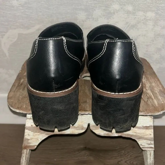 BLONDO Daina Black Chunky Heel Waterproof Platform Penny Loafers, 9.5