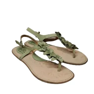 B.O.C Born Women Comfort Leather Ankle T strap Bows Flats Sandals shoes 8