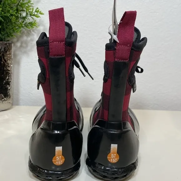 BOGS SIDNEY LACE UP PLAID WATERPROOF BOOTS KIDS GIRLS YOUTH SIZE 2 (EUR 33) NEW