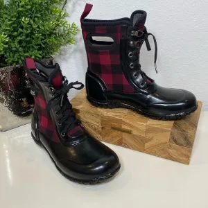 BOGS SIDNEY LACE UP PLAID WATERPROOF BOOTS KIDS GIRLS YOUTH SIZE 2 (EUR 33) NEW