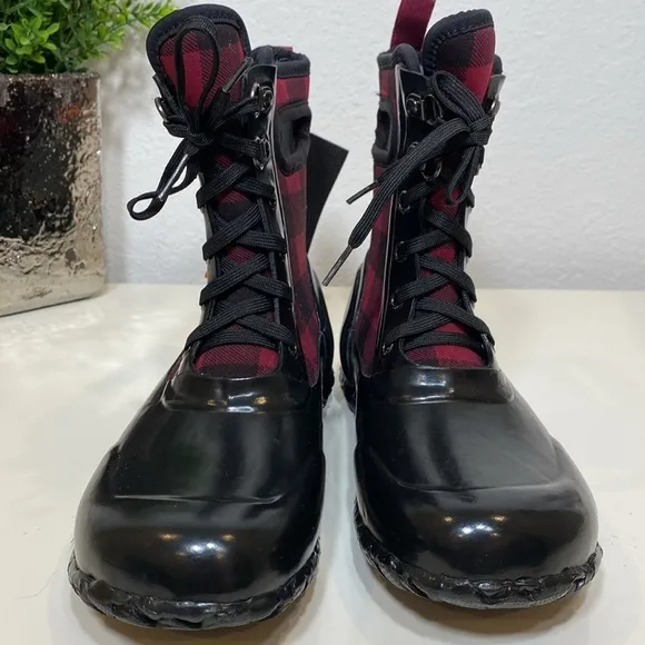 BOGS SIDNEY LACE UP PLAID WATERPROOF BOOTS KIDS GIRLS YOUTH SIZE 2 (EUR 33) NEW