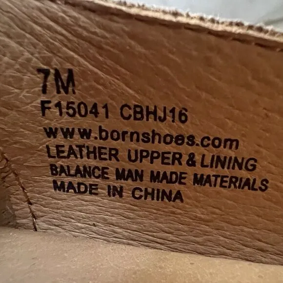 Born Kharen Beige Tan Natural Leather Ballet Flat Women 7 Tie Ankle Strap Casual