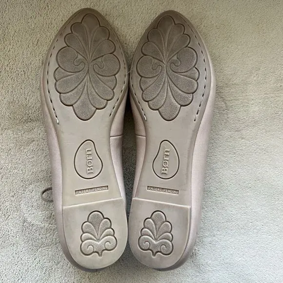 Born Kharen Beige Tan Natural Leather Ballet Flat Women 7 Tie Ankle Strap Casual