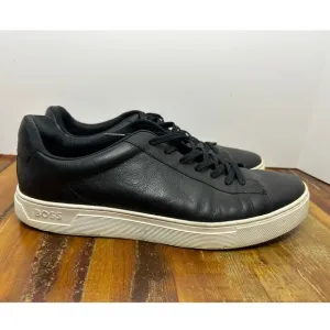 Boss Men's Rhys Low Profile Sneaker Black Leather Size 45 (12 US) Sleek, Stylish