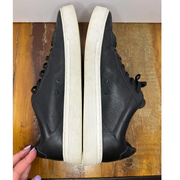 Boss Men's Rhys Low Profile Sneaker Black Leather Size 45 (12 US) Sleek, Stylish