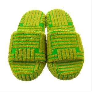 BOTTEGA VENETA Green Terry Pool Slides
