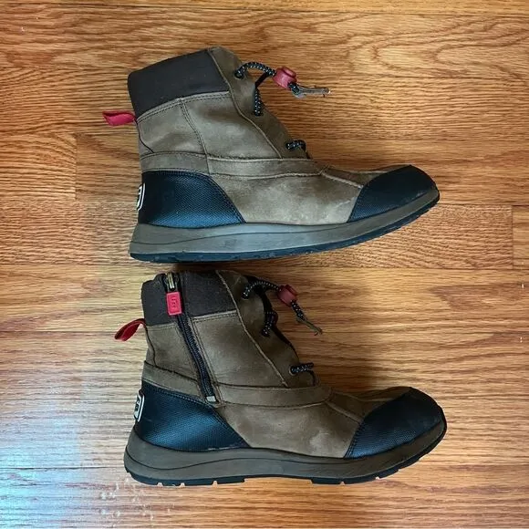 Boys UGG Turlock Warm Winter Boots Chestnut and Black Zipper Size 4