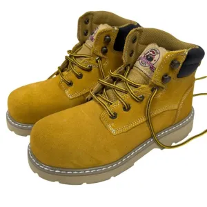 Brahma Steel Toe Work Boots Yellow Duck Suede &amp; Rubber Non-Slip Sole 7