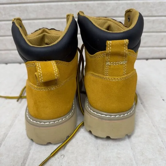 Brahma Steel Toe Work Boots Yellow Duck Suede &amp; Rubber Non-Slip Sole 7