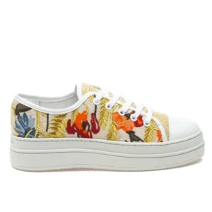 Brand New - JS SLIDES Noir Floral Embroidery Sneakers 🌼✨