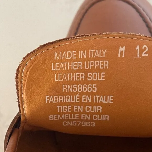 Broletto  Leather Loafers,‎ in Cognac, Tan, Size 12, CN57963