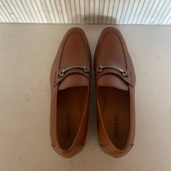 Broletto  Leather Loafers,‎ in Cognac, Tan, Size 12, CN57963