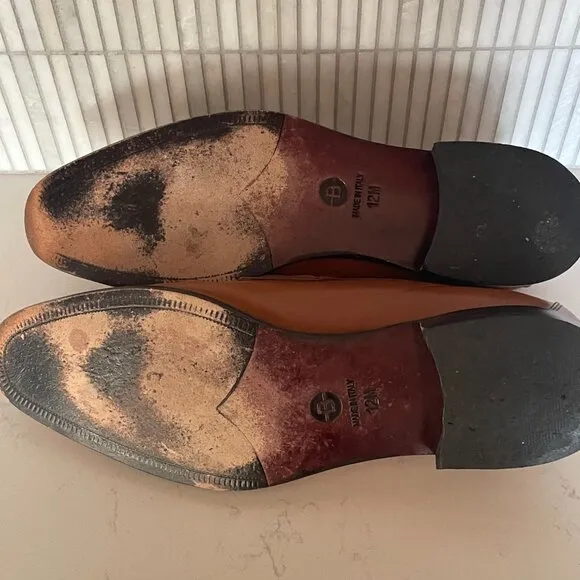 Broletto  Leather Loafers,‎ in Cognac, Tan, Size 12, CN57963
