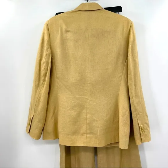 Brooks Brothers linen suit Women's Blazer Jacket set 2-piece Trouser Pants Tan