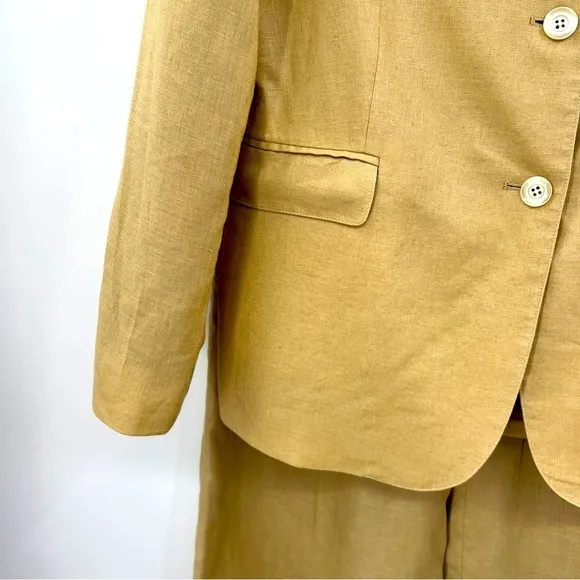 Brooks Brothers linen suit Women's Blazer Jacket set 2-piece Trouser Pants Tan