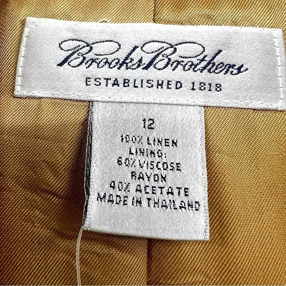 Brooks Brothers linen suit Women's Blazer Jacket set 2-piece Trouser Pants Tan