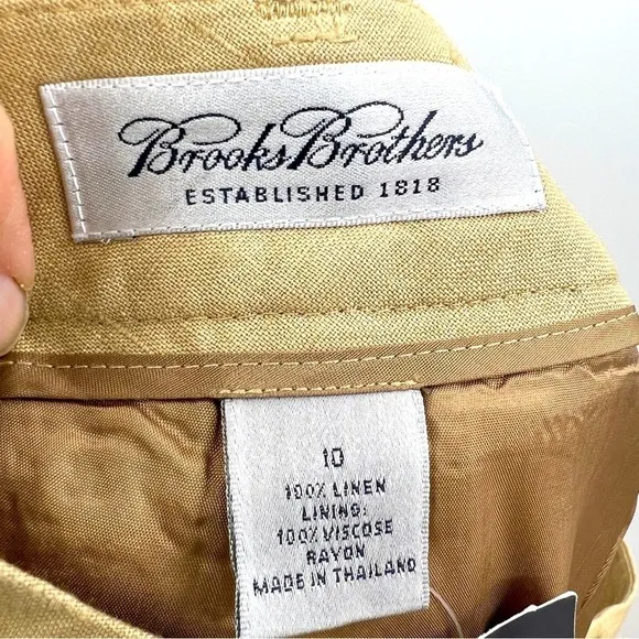 Brooks Brothers linen suit Women's Blazer Jacket set 2-piece Trouser Pants Tan