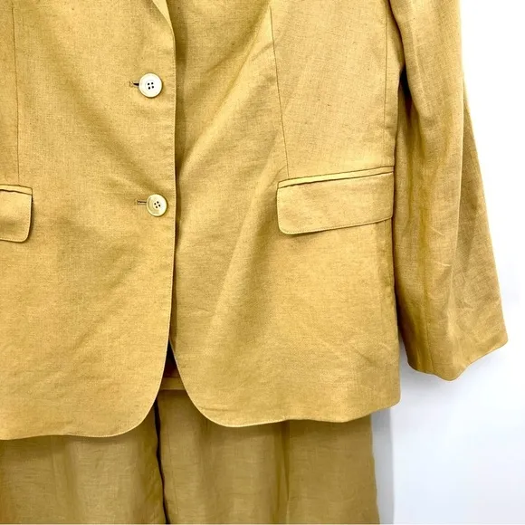Brooks Brothers linen suit Women's Blazer Jacket set 2-piece Trouser Pants Tan