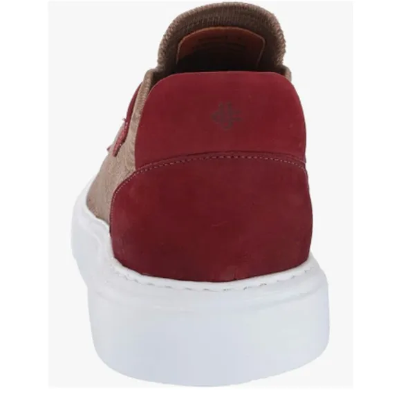 Brothers United Men's Leather Fashion Sneaker, Khaki Lux Knit/Bordo Nubuck, SZ11