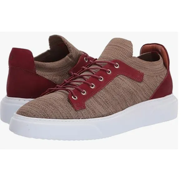 Brothers United Men's Leather Fashion Sneaker, Khaki Lux Knit/Bordo Nubuck, SZ11