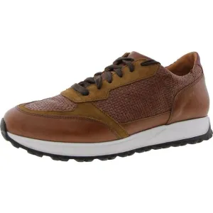 Bruno Magli Mens Holden Brown Woven Leather Casual And Fashion Sneakers Used