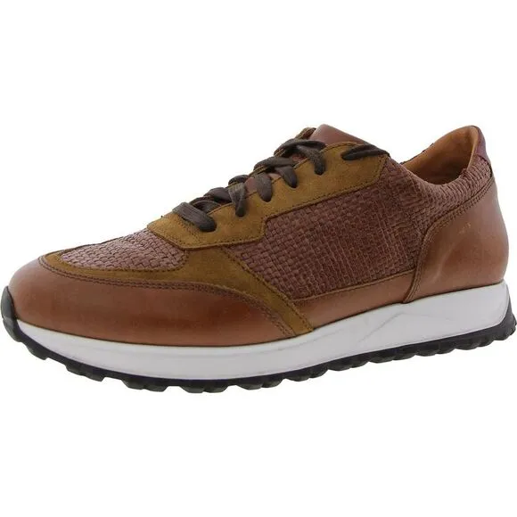 Bruno Magli Mens Holden Brown Woven Leather Casual And Fashion Sneakers Used