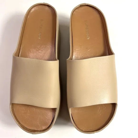BURBERRY Alice Leather Platform Sandals Size 37.5
