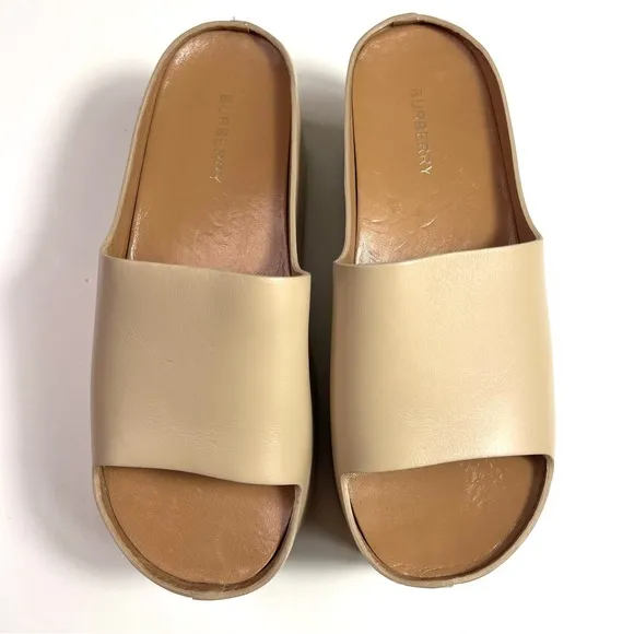 BURBERRY Alice Leather Platform Sandals Size 37.5