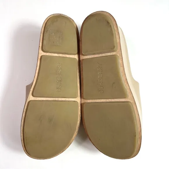 BURBERRY Alice Leather Platform Sandals Size 37.5