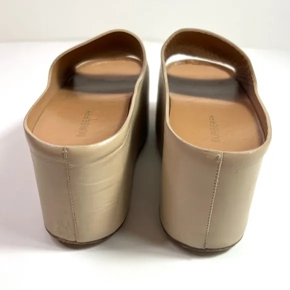 BURBERRY Alice Leather Platform Sandals Size 37.5