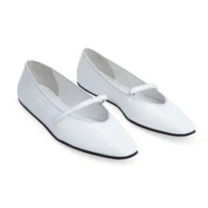By Far Women's Flats Size 10 White Molly Maxi Croco Embossed Leather Flats