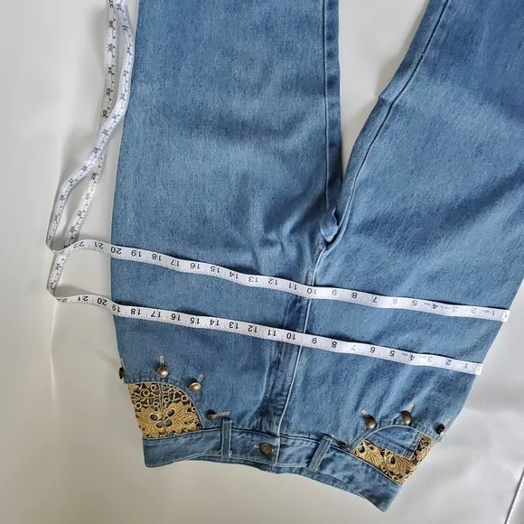 Cach'e Vintage Indian Head Gold Buttons Jeans Sz 8