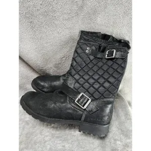 Calvin Klein Jeans Men’s 9.5 Black Premium leather designer Quilted ￼long boots