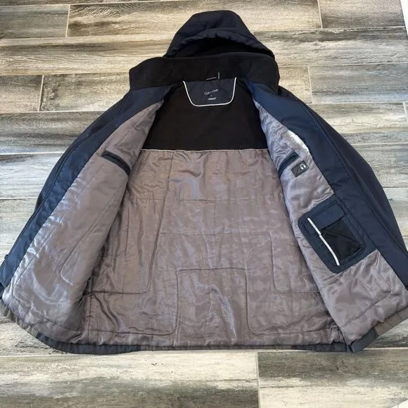 Calvin Klein Mens Jacket Water Resistant Wind Protection Dbl Zip Removable Hood