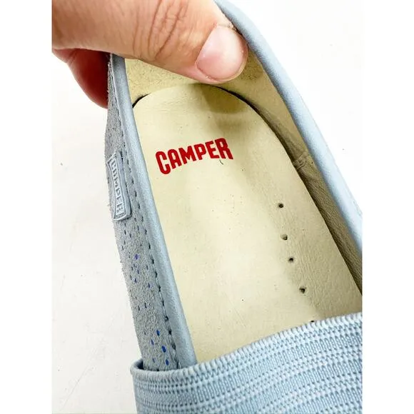 Camper Blue Metallic Dotted Leather Mary Jane Flats Size 36