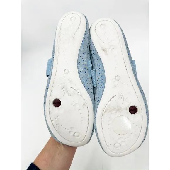 Camper Blue Metallic Dotted Leather Mary Jane Flats Size 36