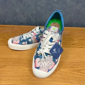 Cariuma   HOKUSAI MFA Boston OCA Low Sneakers Peonies   Canary Print Sz 9M/10.5W
