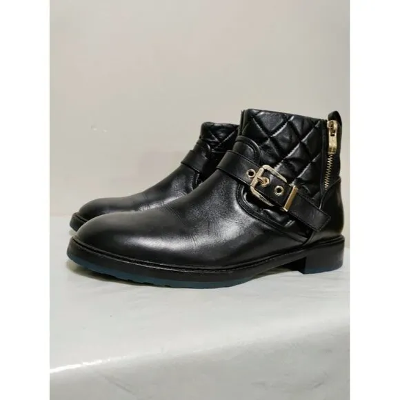 Carlo Pazolini Black Quilted Women's Ankle Boots Blue bottom Size 7