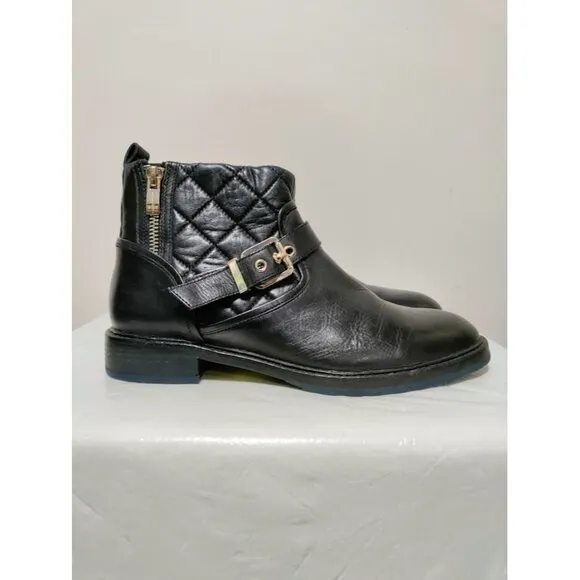 Carlo Pazolini Black Quilted Women's Ankle Boots Blue bottom Size 7