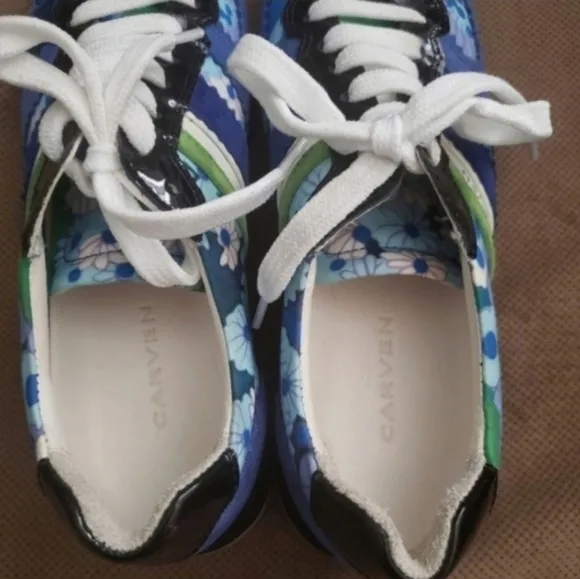 Carven blue floral suede spain fashion sneakers